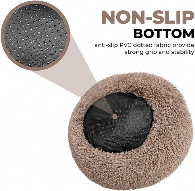 Whiskers & Friends Small Dog Bed Washable, Fluffy Orthopedic Dog Bed Small, Puppy Calming Beds, Large Cat Beds for Indoor Cats - Perfect for Pets Under 25 Pounds - Camel