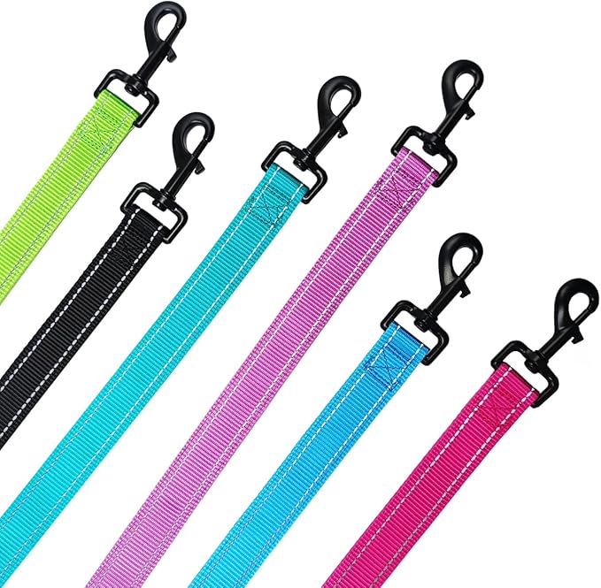 3 Handle Dog Leash, 10FT Triple Handle Dog Leash Heavy Duty with Reflective Stitching, Padded Traffic Handles for Training, Control & Safety- Purple