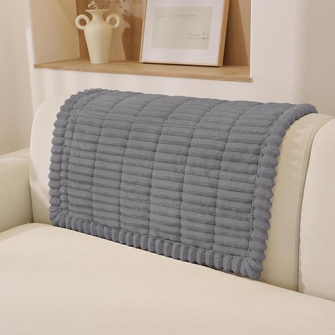 Fuzzy Sofa Headrest Covers for Dogs Washable, Thick Couch Covers for 3 Cushion Sofa Pet Friendly, Non Slip Plush Dog Couch Cover for for Sectional, Loveseat (Charcoal Gray, 27.6" x 35.4")