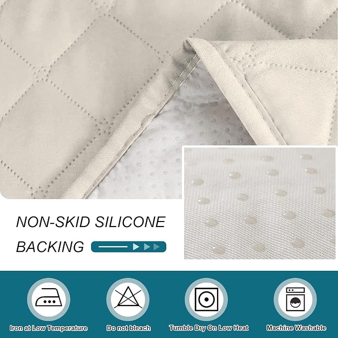 Turquoize 100% Waterproof Sofa Covers Chaise Lounge L Shape Sofa Protector Slip Cover Triple Non-Slip Sofa Slipcover for Sectional Couch Cover for Pets, Kids (Chaise, Ivory)