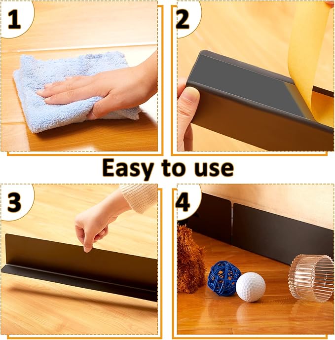 Treela 12 Pcs Under Couch Blocker Black Couch Blocker for Pets Bumper for Under Furniture Baffle Board with Adjustable Guard to Stop Going Below Sofa Easy Install (4.7 Inch)