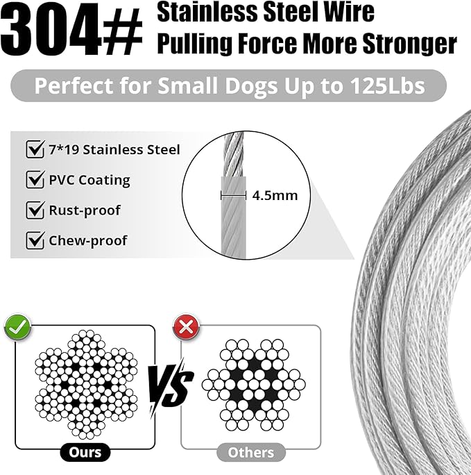 jenico Dog Tie Out Cable: 15ft Dog Leads for Yard Heavy Duty - Reflective Chain Leash for Outside Small Large Dogs Up to 125lbs Outdoor Runner Camping