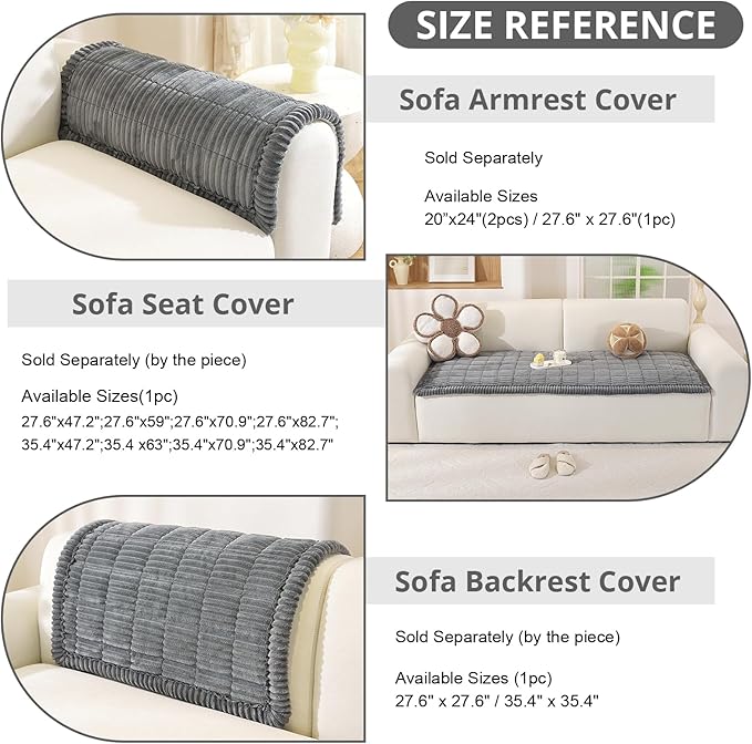 OstepDecor Couch Cover for Dogs, Washable Non Slip Sofa Cover for Pets, Soft Couch Covers for Sofa, Loveseat and Sectional, Furniture Protector Against Pet Hair & Scratches (27.6" x 47.2", Dark Grey)