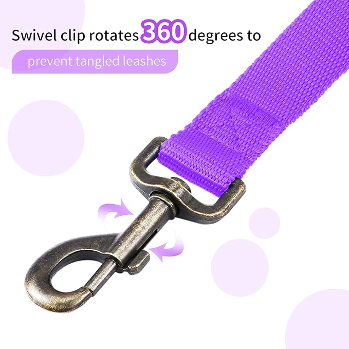 HIKISS Long Dog Leash Obedience Recall Training Agility Lead with Thickening Material for Large Dog - 15ft 20ft 30ft 50ft 100ft Training Leash(Purple 15ft)