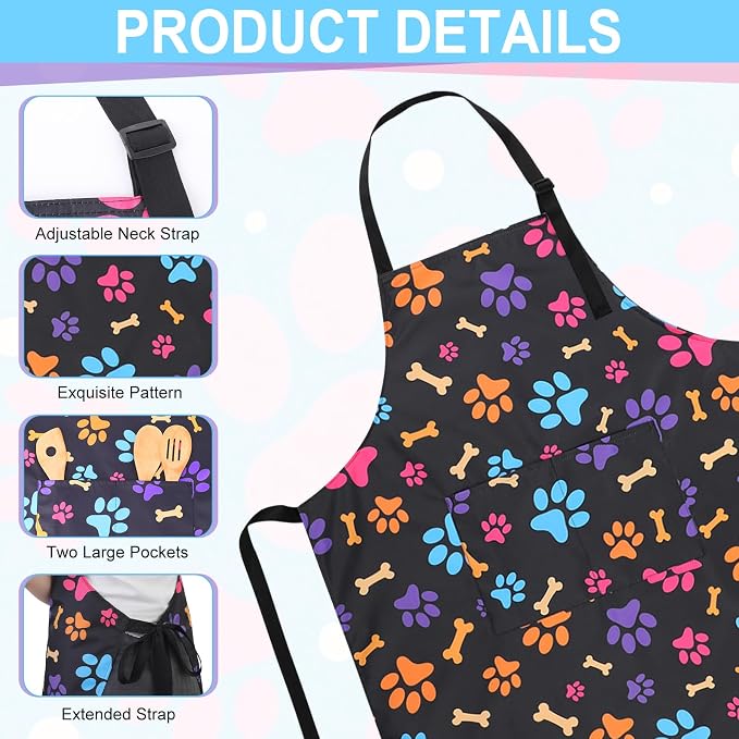 Dog Grooming Waterproof Apron with 2 Pockets, Cute Animals Puppy Dog Pets Apron
