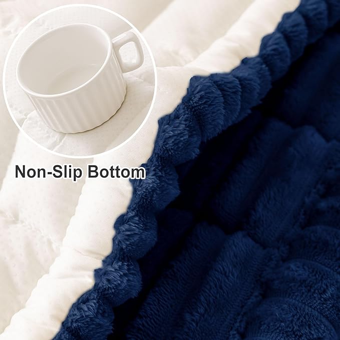 hyha Couch Cover for Dogs Washable, Non Slip Thick Flannel Sofa Protector, Pet Friendly Plush Furniture Cover for Sectional Sofa & Loveseat (Navy, 27.6" x 70.9")