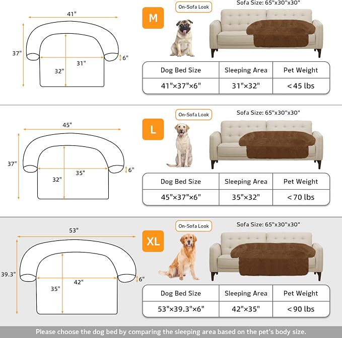 GGIB Calming Dog Bed Fluffy Plush Dog Mat for Furniture Protector with Removable Washable Cover for Large Medium Small Dogs and Cats (Extra Large (53x39.3x6), Brown)