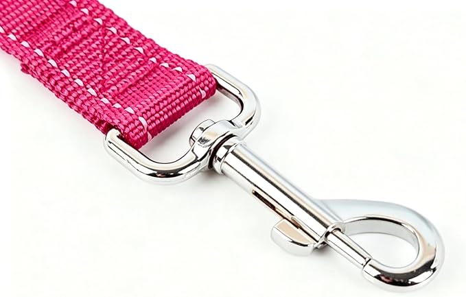 6 FT Reflective Dog Leash, Nylon Heavy Duty Leashes with Soft Padded Handle for Small Medium Large Dogs Walking, 1 Inch Wide Hot Pink