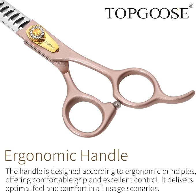7.5‘’ Professional Dog Grooming Scissors Set 440C Stainless Steel Straight Thinning Curved Chunker Shears 4PCS Set for Pet Grooming Services Dogs and Cats (Rose Gold, Set)