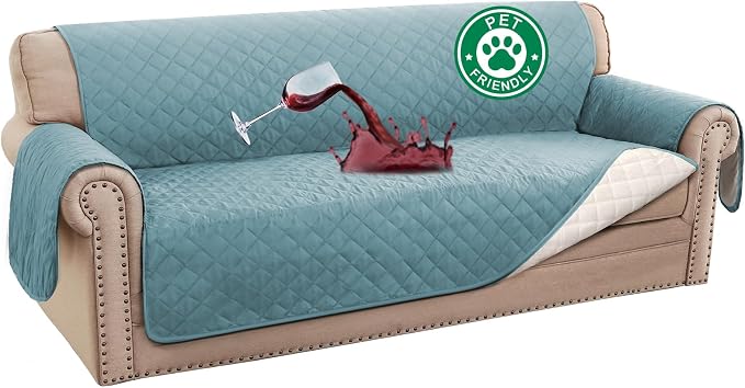 Turquoize 100% Waterproof Sofa Covers Couch Cover Sofa Cover for Dogs Couch Protector Triple Non-Slip Sofa Slipcover for 3 Cushion Couch Furniture Protector for Pets, Kids (XL Sofa 78", Stone Blue)
