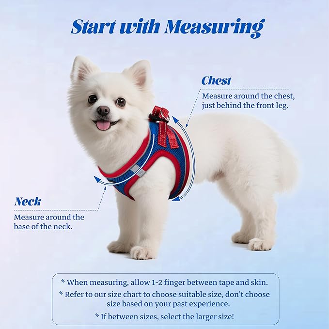 YIMEIS Dog Harness and Leash Set, No Pull Soft Mesh Pet Harness, Reflective Adjustable Puppy Vest for Small Medium Large Dogs, Cats (Red & Blue, X-Small (Pack of 1)
