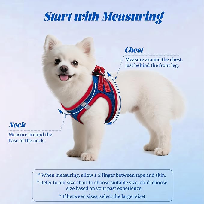 YIMEIS Dog Harness and Leash Set, No Pull Soft Mesh Pet Harness, Reflective Adjustable Puppy Vest for Small Medium Large Dogs, Cats (Red & Blue, Medium (Pack of 1)