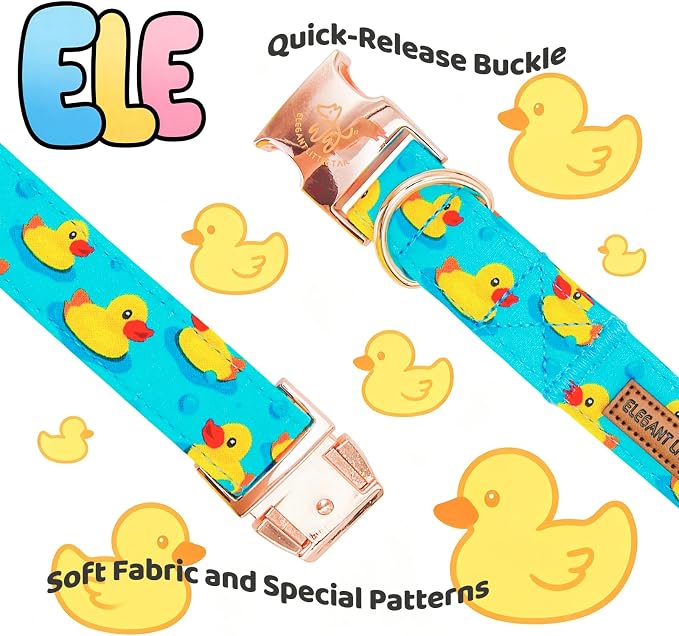 Elegant little tail Boy Dog Collar, Duck Pet Collars with Bow for Small Dogs, Sturdy Buckle Soft Cotton Bowtie Fabric Summer Adjusatble Dog Collar for Small Medium Large Dogs