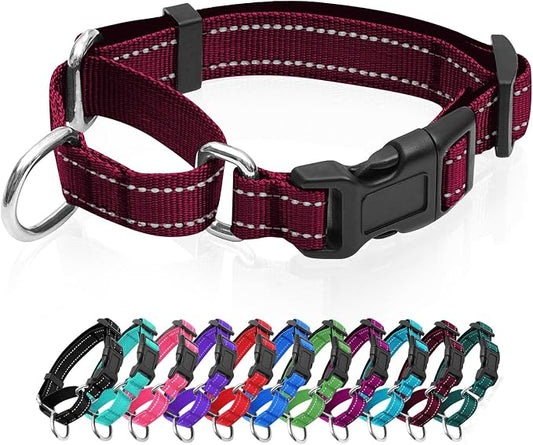 Reflective Martingale Dog Collars. Dog Collar with Quick Release Buckle. Adjustable Soft Padded Breathable Nylon Pet Collar Suitable for Puppies for Small Medium Large Dogs.