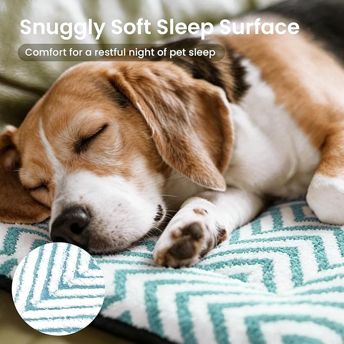 Mora Pets Washable Dog Crate Pad Soft Dog Kennel Bed Crate Mat for Small Medium Dogs, Puppies & Large Cats Flat Pet Bed with Anti-Slip Bottom for Cage & Carrier Sleeping Chevron Blue 30 x 19