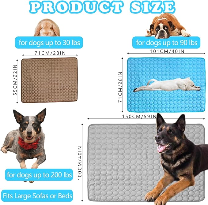 Dog Cooling Mat for Dogs, 59 x 40 Inch Washable Pet Pad, Soft Breathable Dog Bed Mat for Large Dogs, Lightweight Summer Blanket for Crate, Sofa, Floor, Car Seat, Indoor and Travel Use, Brown