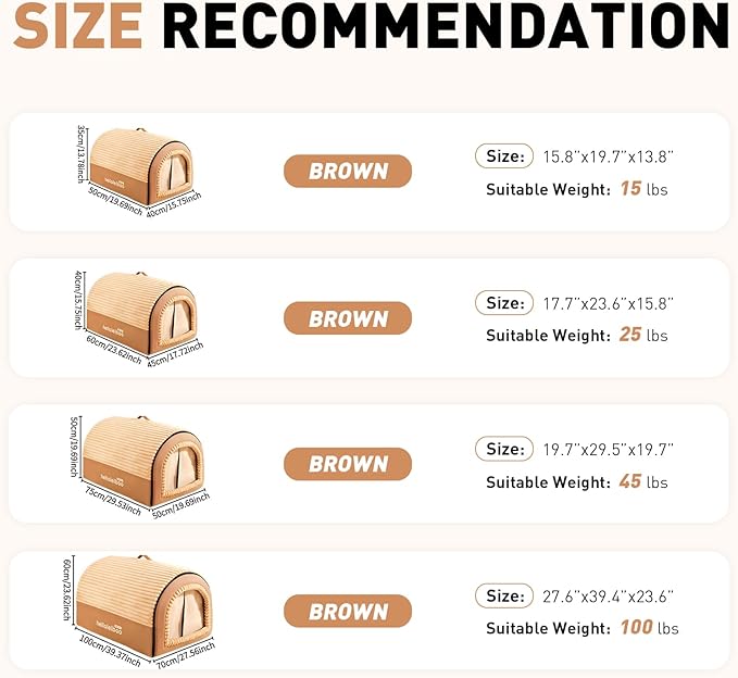 Dog House Indoor, Dog Beds with Privacy Door, Washable Pet Bed Tent, Warm Soft Dog Bed Cave,for Small Medium Extra Large Dogs (Brown, L)