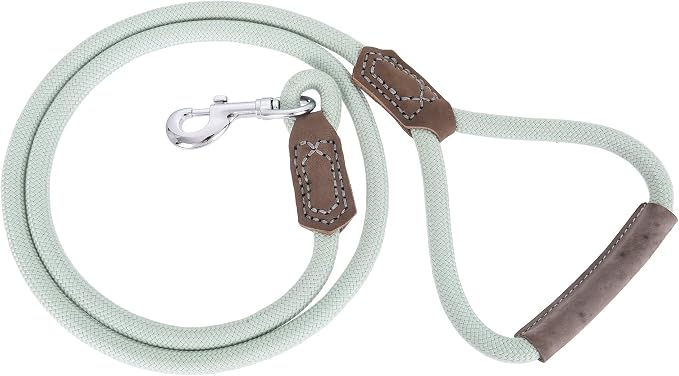 Mile High Life | Premium Leather Dog Leash | Strong Rope Leash | Leather Handle | Zinc Alloy Strong Clasp | Small Medium Large Dogs | 4/5/6 Feet(Green, 60 Inch (Pack of 1))