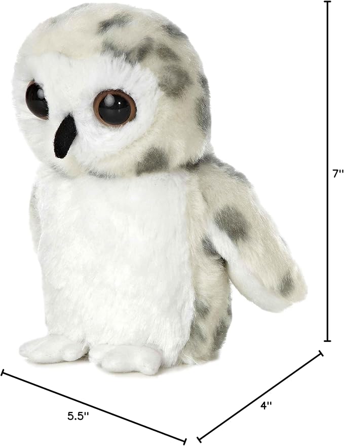Aurora® Adorable Mini Flopsie™ Snowy Owl Stuffed Animal - Mini Companions Ready for Playful Adventures - for Kids All Ages, Toddlers, Adults, and Families - White 7 Inches