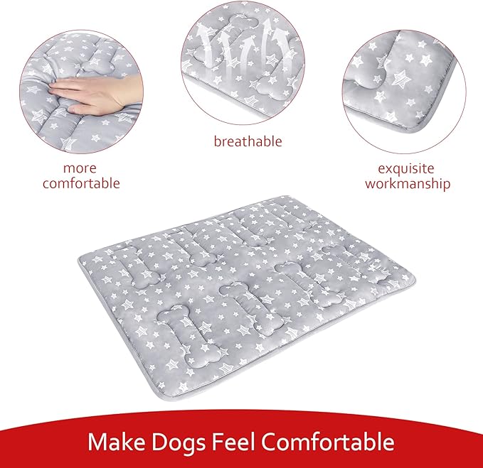 Dog Crate Mat (21" X 14"), Soft Dog Bed Mat with Cute Prints, Personalized Crate Pad, Anti-Slip Bottom, Machine Washable Kennel Pad