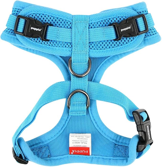 Authentic Puppia RiteFit Harness with Adjustable Neck, Sky Blue, Large