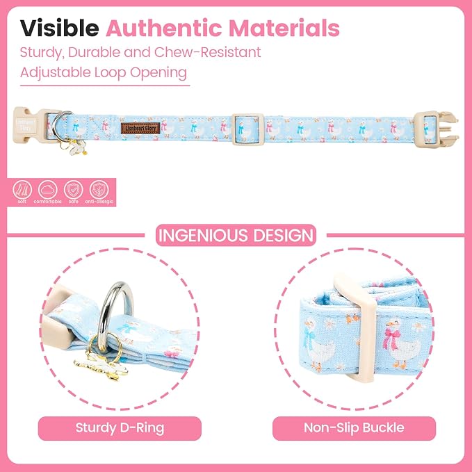 Lionheart glory Dog Collar - Spring Cute Dog Collars Sturdy Adjustable Soft Collar Blue Ducky Pattern for Large Dogs Male Female Holiday Pet Collars