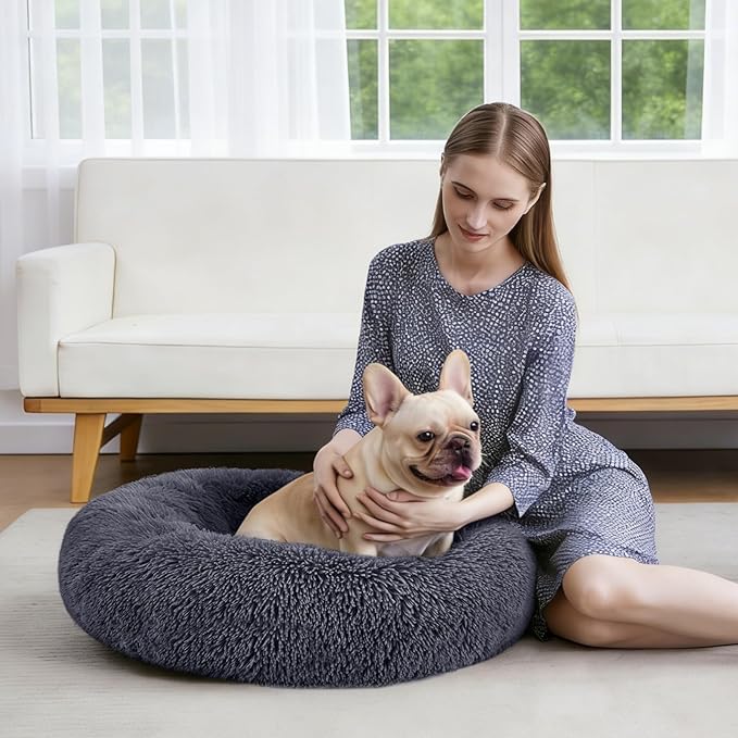 MIXJOY Orthopedic Dog Bed Comfortable Donut Cuddler Round Pet Beds Ultra Soft Washable Dog and Cat Cushion Bed (30'', Coffee)