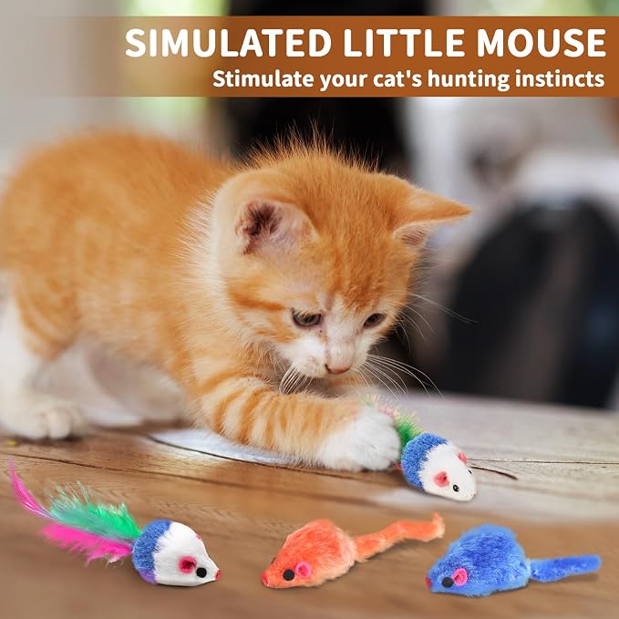 iCAGY 25 Pcs Cat Toys for Cats, Indoor Kittens - Interactive Variety Pack, 45 inches Rainbow Cat Tunnel, Feather Teaser, Feather Golf, Mice, Springs, Balls, Noise Toys - Rainbow/Colorful 45"