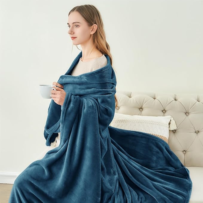 BEDELITE Fleece Blanket Mineral Blue Throw Blankets for Couch & Bed, Luxury Plush Cozy Fuzzy Blanket 50x60 inches, Super Soft Warm Lightweight Throw Blanket for Travel Camping
