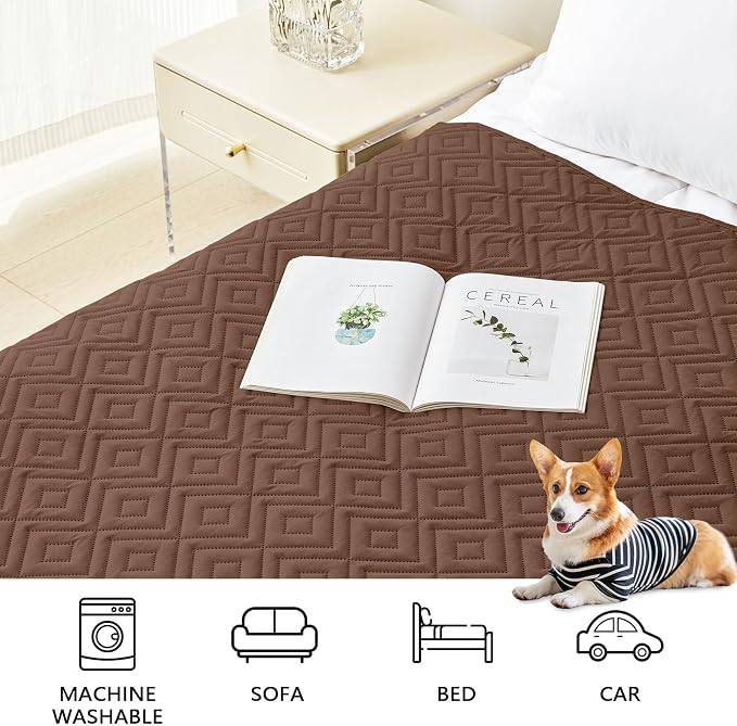 hyha Waterproof Dog Blanket, Soft Pet Bed Blankets, Waterproof Sofa Couch Cover for Dogs Washable, Reversible Pet Couch Covers for Sofa Furniture (40x80 Inch, Brown/Chocolate)