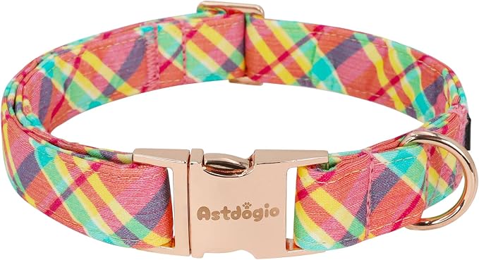 Cotton Dog Collar, Soft Adjustable Dog Collars for Extra Small Dogs, Multi-Color Plaid Dog Collar for Small Medium Large Dogs, Cute Dog Collars Perfect for Girl or Boy Dog Collars-XS
