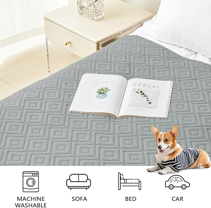 hyha Waterproof Dog Blanket, Soft Pet Bed Blankets, Waterproof Sofa Couch Cover for Dogs Washable, Reversible Pet Couch Covers for Sofa Furniture (40x50 Inch, Grey/Light Grey)