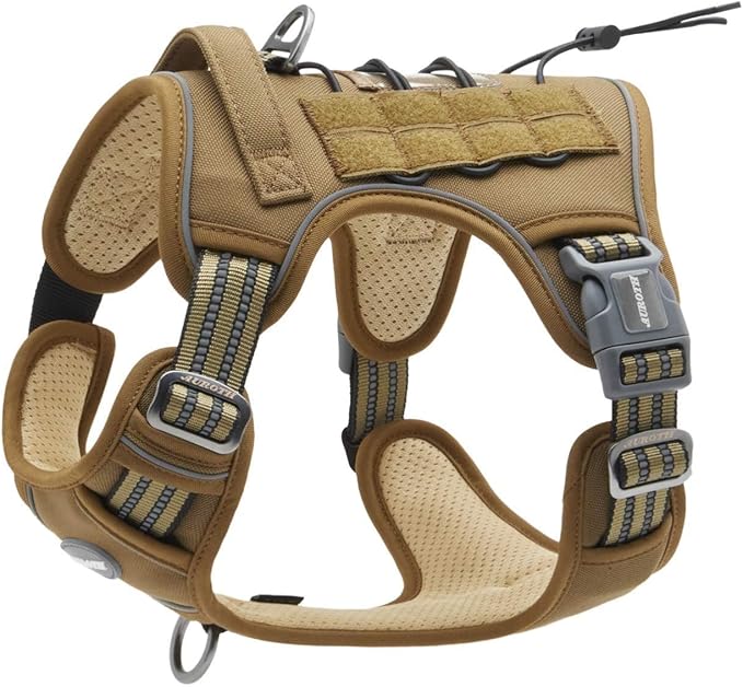 AUROTH Tactical Dog Harness for Small Medium Dogs No Pull Adjustable Pet Harness Reflective K9 Working Training Easy Control Pet Vest Military Service Dog Harnesses Army Yellow S