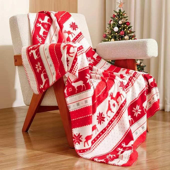 CAI TENG Red Christmas Blankets Bulk 50 X 60 inch Fleece Throw Blanket 6 Pack Printed Blankets Christmas Decoration Small Throw for Sofa Home Gift