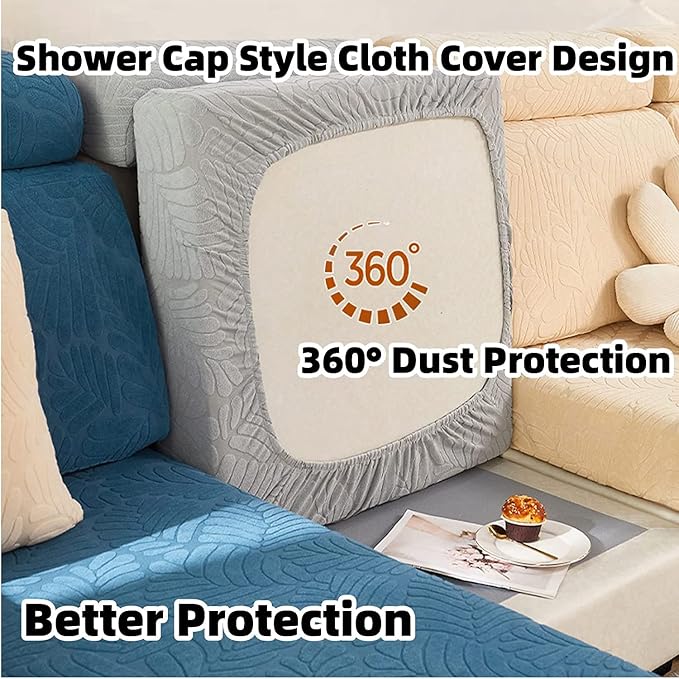 Yoovat Couch Cushion Covers for Sofa Couch Covers Wear-Resistant Universal Sofa Cover Washable Stretch for Sectional Slipcovers (Texture-Sea Blue,Large Triple Seat Cover)