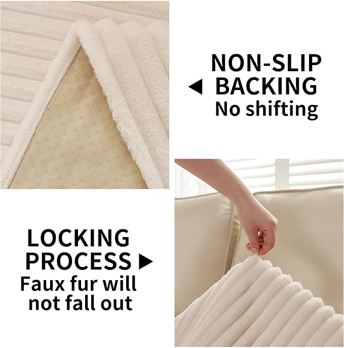 HAOMAIJIA Waterproof Couch Cover for Dogs Washable,Faux Fur Pet Couch Covers for Sofa,Soft Dog Bed Cover Non-Slip Couch Covers for 3 Cushion Couch Sofa Pet Friendly (Off White, 35" x 74")