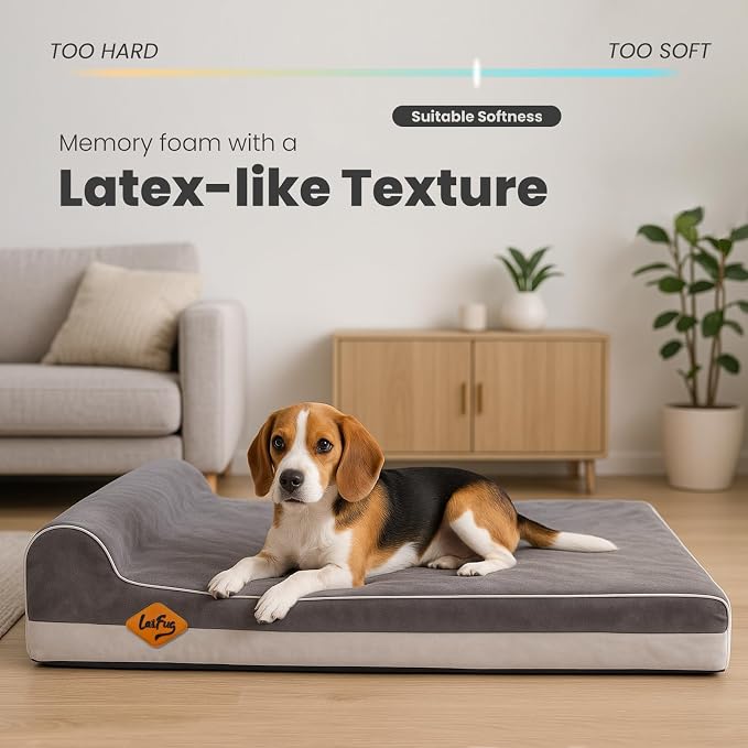 Laifug Orthopedic Dog Beds for Large Dogs,3" Memory Foam Dog Beds,Durable Water Proof Liner Removable and Washable, Nonskid Bottom, Grey 34"x22"x3"