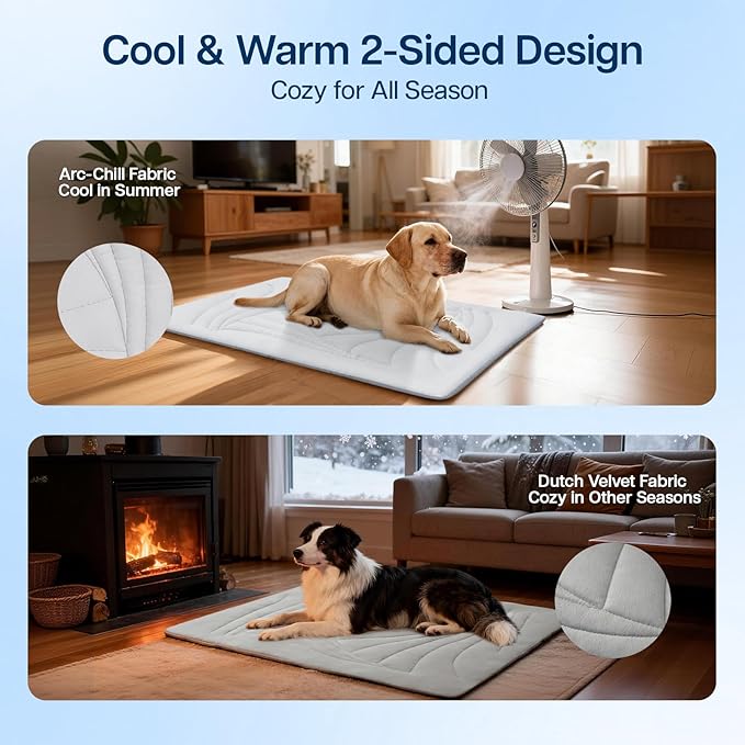 Dog Cooling Mat, 48"x28" Cooling Mat for Large Dogs, Arc-Chill Cold Fabric Delivers Rapid and Lasting Cool (Q-Max>0.5), Portable & Washable Pet Pad for Summer