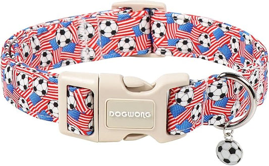 DOGWONG Football Dog Collar, Boy Dog Collar with Plastic Buckle,Male Football Dogs Collars for Small Dogs, Neck 11-16 inches