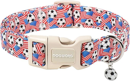 DOGWONG Football Dog Collar, Boy Dog Collar with Plastic Buckle,Male Football Dogs Collars for Large Dogs, Neck 42-66 inches
