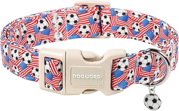 DOGWONG Football Dog Collar, Boy Dog Collar with Plastic Buckle,Male Football Dogs Collars for X-Small Puppies Dogs, Neck 8-12 inches