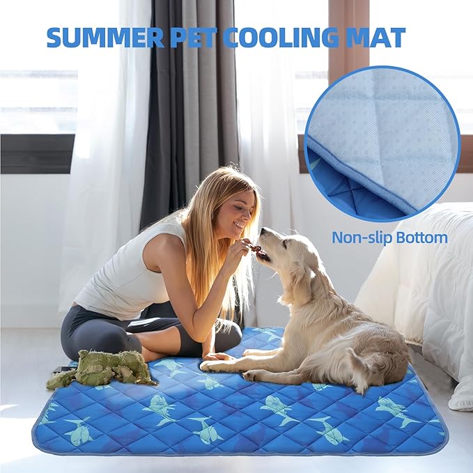 Homimp Dog Cooling Mat,27.5" x 38.5" Thicken Self-Cooling Mat for Dog Large,Internal Waterproof& Endothermic,Washable Pet Ice Cool Pad Blanket,Pet Sleeping Pad for Indoor Outdoor in Summer, Non-Toxic