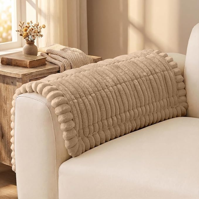 decorUhome Couch Cover for Dogs, Non-Slip Fuzzy Pet Sofa Cover for Seat, Backrest & Armrest, Soft Washable Pet-Friendly Sofa Protector, Khaki, 27.6" x 27.6"