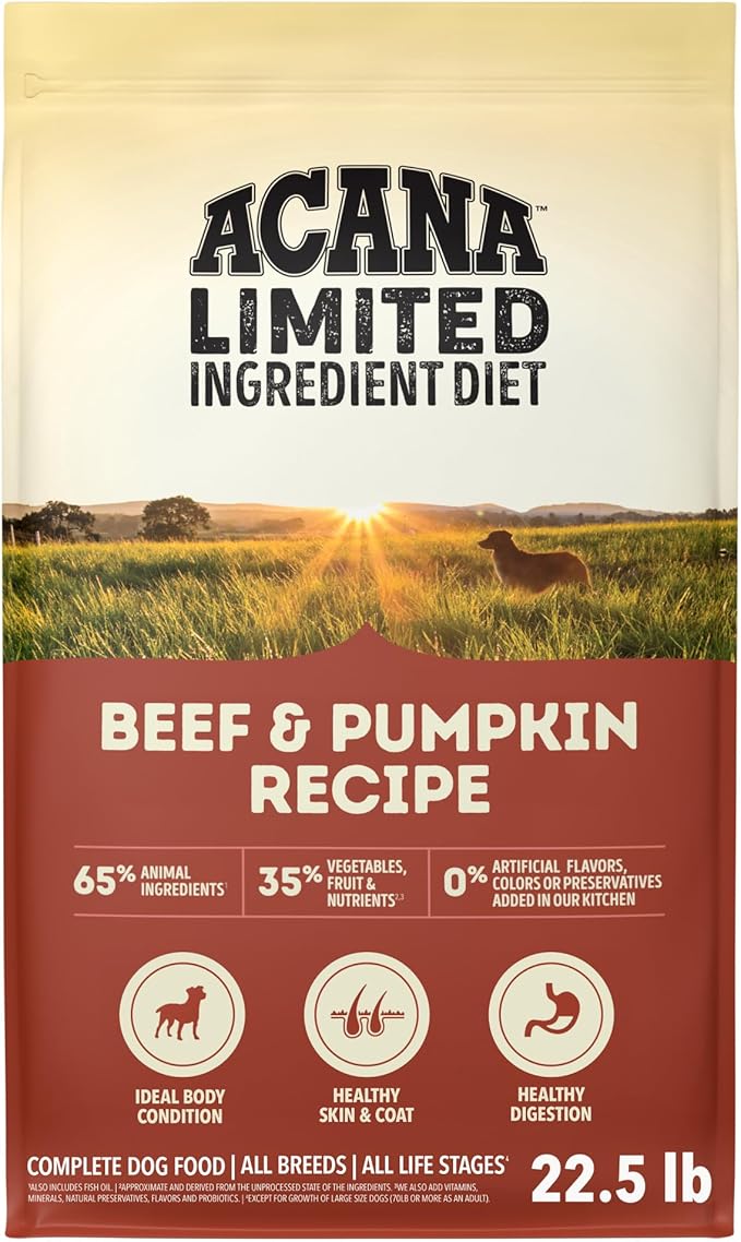 ACANA Singles Limited Ingredient Grain Free High Protein Dry Dog Food Beef & Pumpkin Recipe 22.5lb Bag