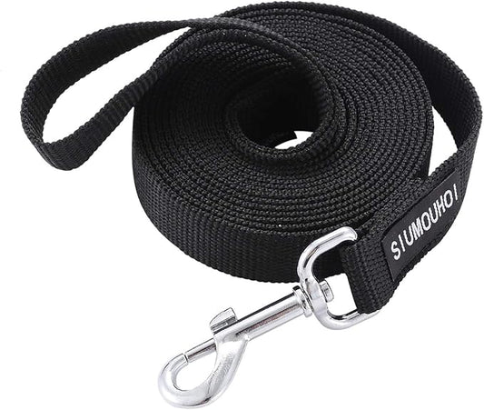 Strong Durable Nylon Dog Training Leash, 1 Inch Wide Traction Rope, 6 ft Long, for Small and Medium Dog (Black, 6 Feet)
