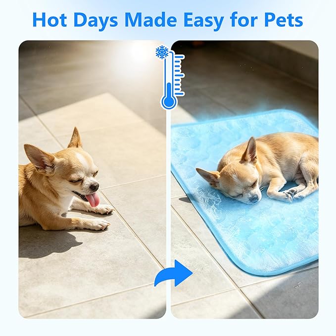 MCEAST 2 Pcs Cat Cooling Mat 20" x 16" Self Cooling Pad for Smal Dogs Cats Non-Slip Cool-Chill Mats Summer Pet Blanket with Storage Bag Washable Cool Pet Pad for Floor Sofa Car Travel, Small