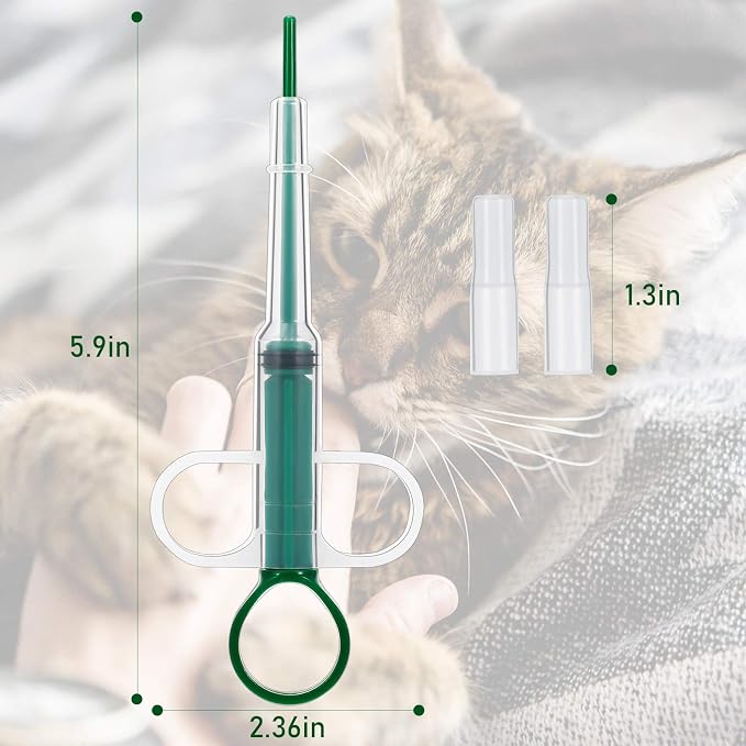 Nuanchu 2 Pieces Pet Pill Plunger Popper for Small Cats Dogs Pill Gun Dispenser Shooter Pet Piller Soft Tip Tablet Syringe Pusher Animal Medicine Feeder for Feeding Accessories (Green)