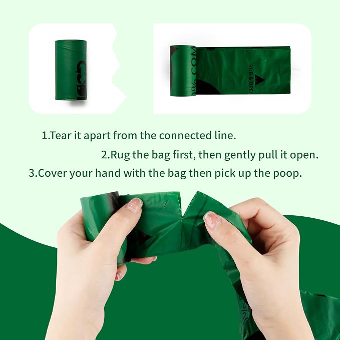 Certified 100% Home Compostable Poop Bags for Dogs, 270 Count Guaranteed Leak Proof and 18 Microns Extra Thick Waste Bag, 18 Rolls of Plant Based Doggie Poop Bag, No Scented with ASTM D6400 & EN13432