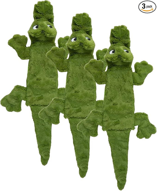 Best Pet Supplies 2-in-1 Stuffless Squeaky Dog Toys with Soft, Durable Fabric for Small, Medium, and Large Pets, No Stuffing for Indoor Play, Holds a Plastic Bottle - Alligator, Large (Pack of 3)