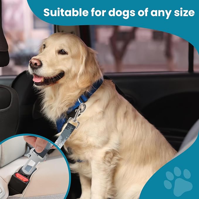 Adjustable pet cat and Dog car seat Belt，The Lanyard is Flexible and Adjustable from 20 to 33 inches (deforestation)